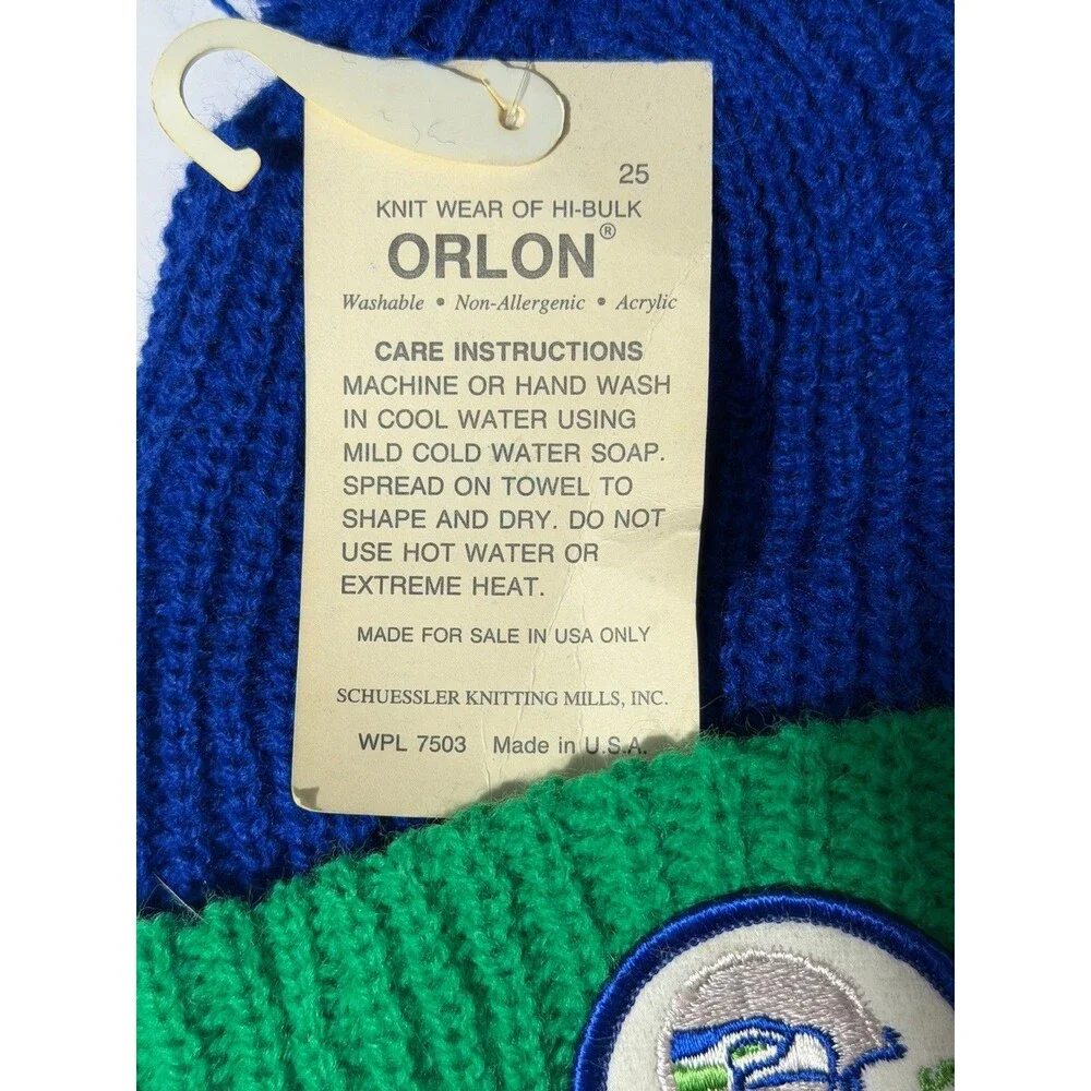 NWT Vintage Seattle Seahawks ORLON Knit Pom Beanie NFL Football Made USA